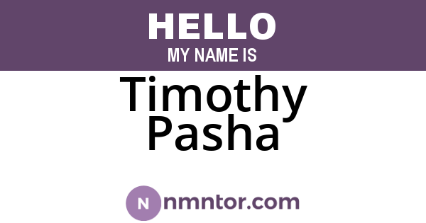 Timothy Pasha