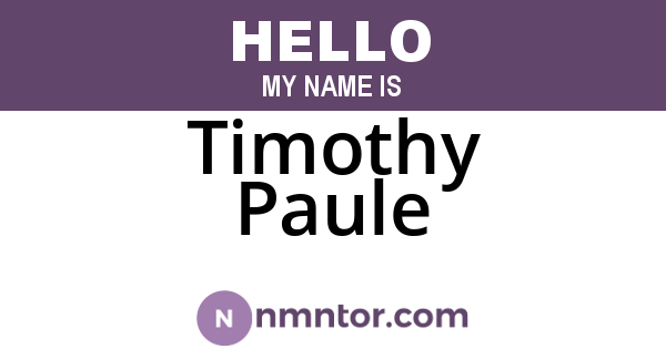 Timothy Paule
