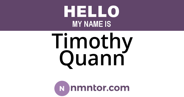 Timothy Quann