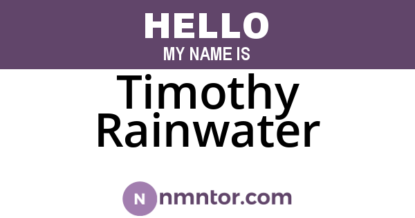 Timothy Rainwater