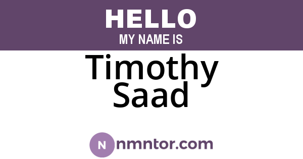 Timothy Saad