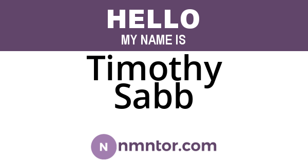 Timothy Sabb