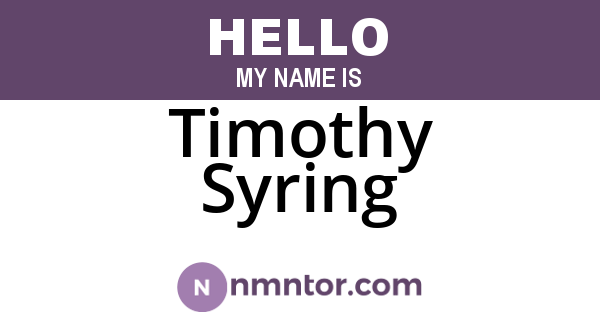 Timothy Syring