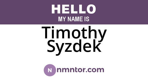 Timothy Syzdek
