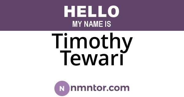 Timothy Tewari