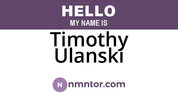 Timothy Ulanski