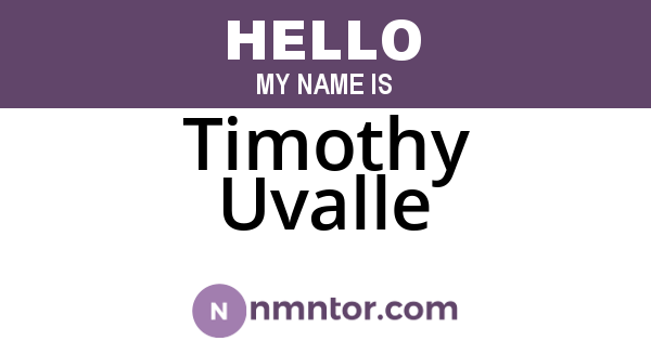 Timothy Uvalle
