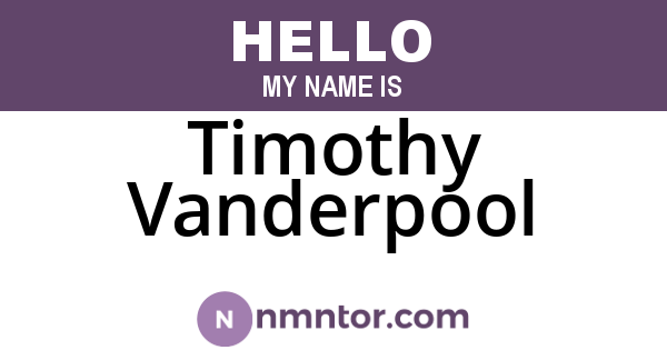 Timothy Vanderpool