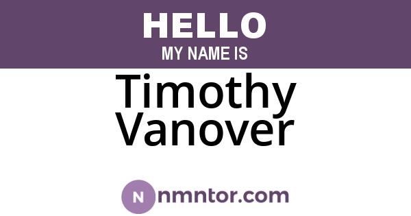 Timothy Vanover