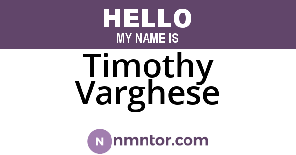 Timothy Varghese