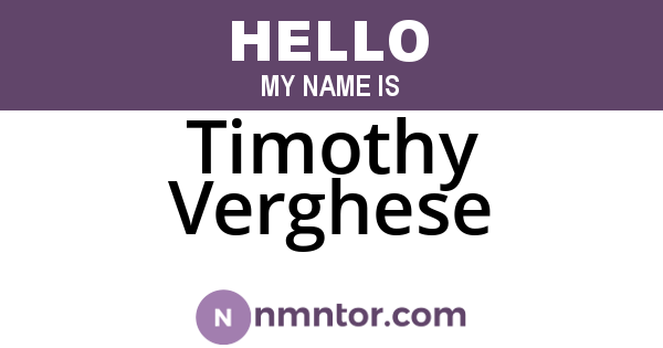 Timothy Verghese