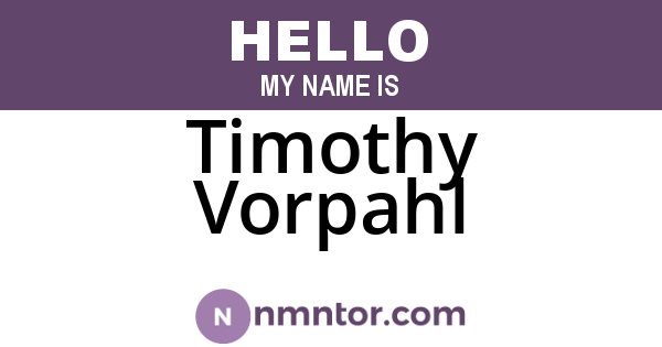 Timothy Vorpahl