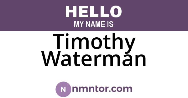 Timothy Waterman