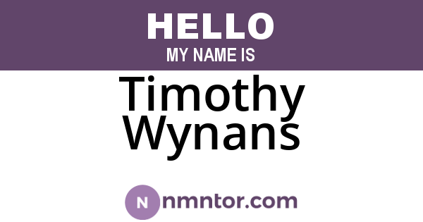 Timothy Wynans