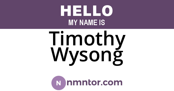 Timothy Wysong