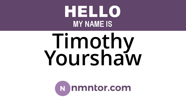 Timothy Yourshaw