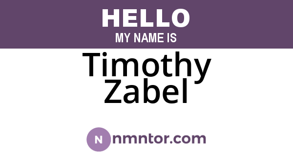 Timothy Zabel