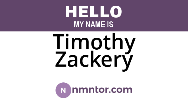 Timothy Zackery
