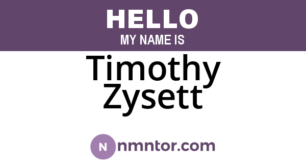 Timothy Zysett
