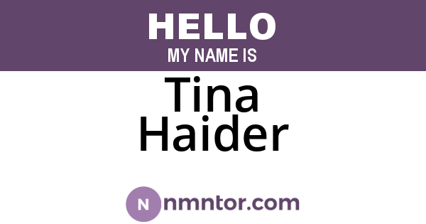 Tina Haider