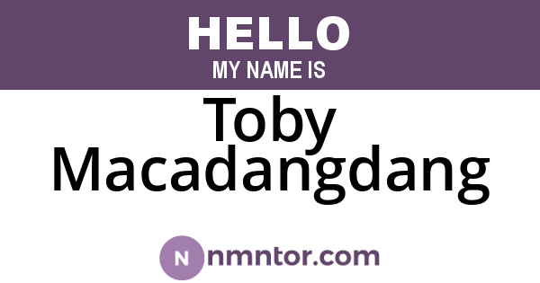 Toby Macadangdang