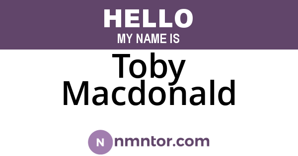 Toby Macdonald