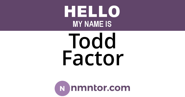 Todd Factor