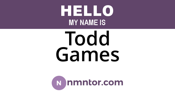 Todd Games