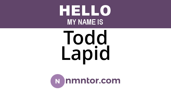 Todd Lapid
