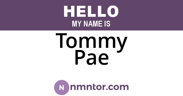 Tommy Pae