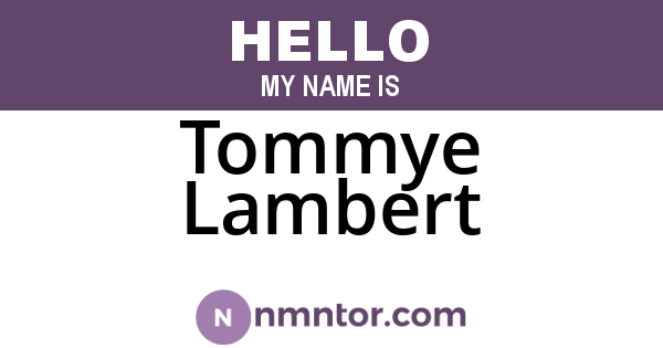 Tommye Lambert