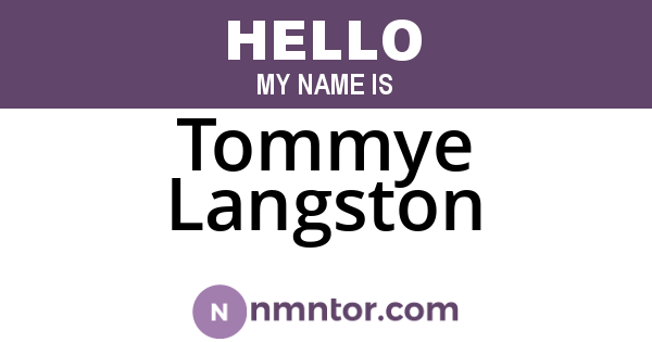 Tommye Langston