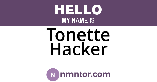 Tonette Hacker