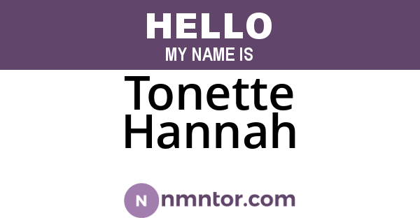 Tonette Hannah