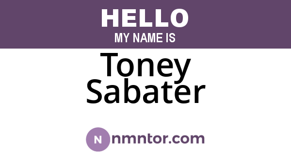 Toney Sabater