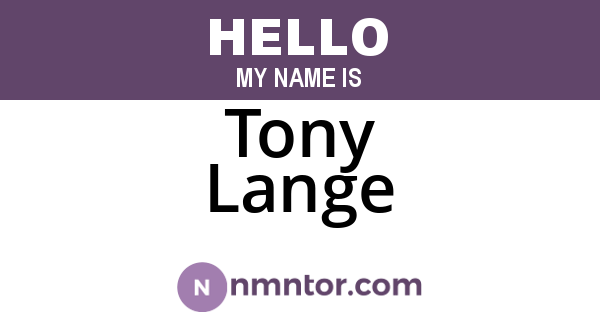Tony Lange