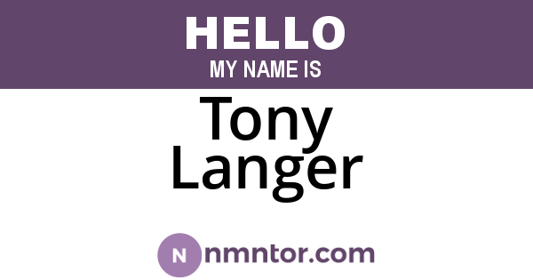 Tony Langer