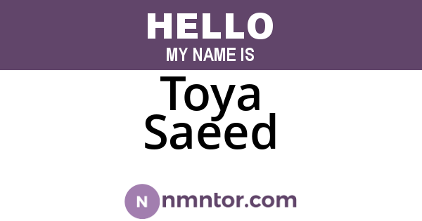 Toya Saeed
