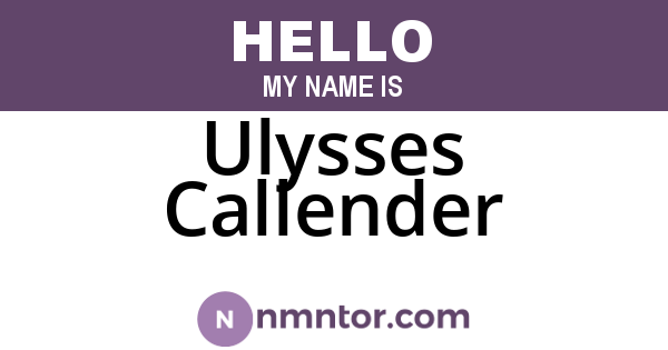 Ulysses Callender
