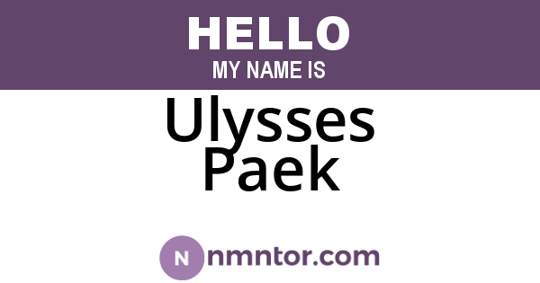 Ulysses Paek