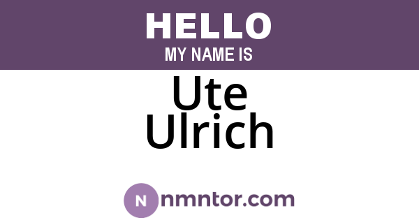 Ute Ulrich