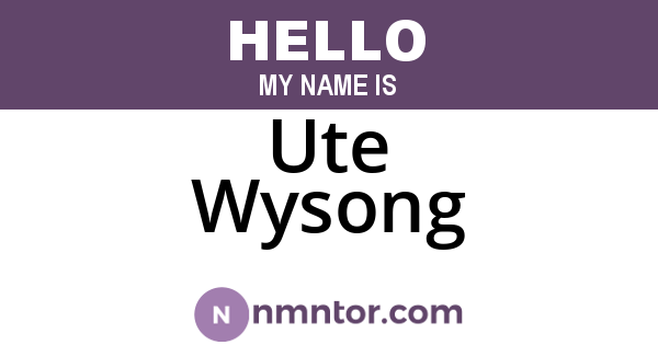 Ute Wysong