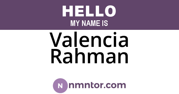 Valencia Rahman