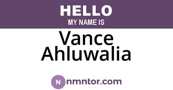 Vance Ahluwalia