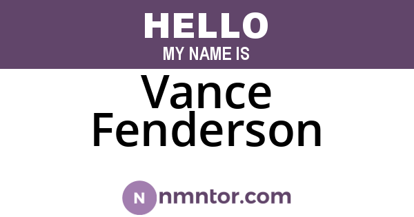 Vance Fenderson