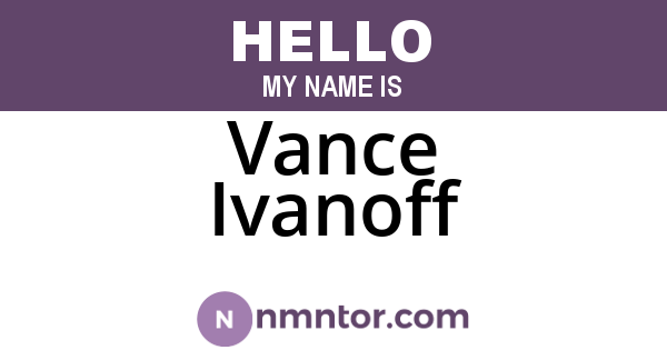 Vance Ivanoff