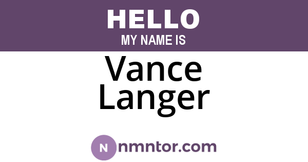 Vance Langer