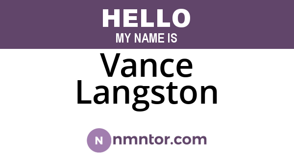 Vance Langston