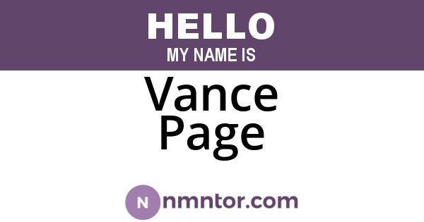 Vance Page