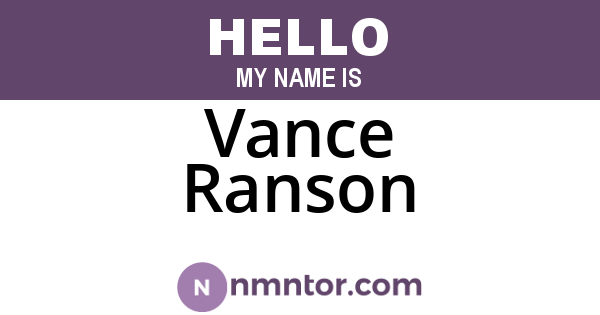 Vance Ranson